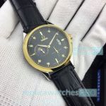 Fake Omega Moonphase Automatic Watch  SS Black Dial Gold Bezel 40mm